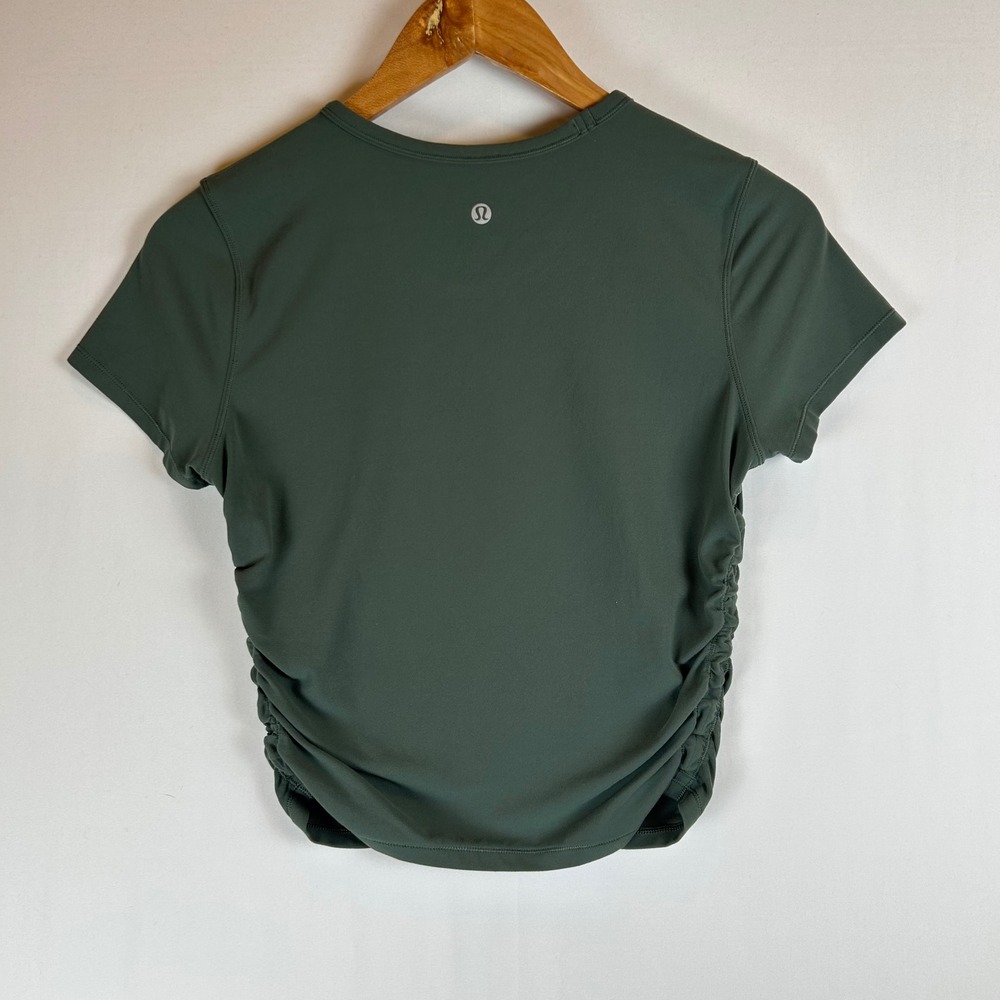 Lululemon All It Takes Short Sleeve T-Shirt Ruched Side Green Slim Fit - Picture 2 of 7
